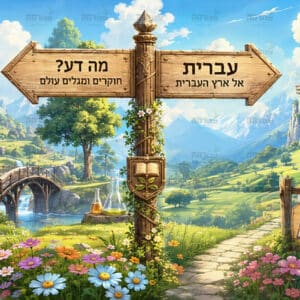 קיר מדעים עברית בנוף