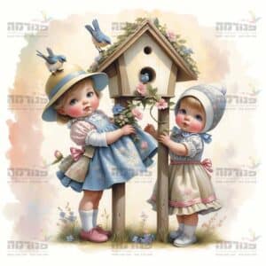 ילדים עם שובך ציפורים | פינות למעון מהחלומות