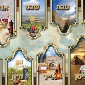 פוסטר ‘חודשי השנה מפואר’ וכיתוב בצדדים
